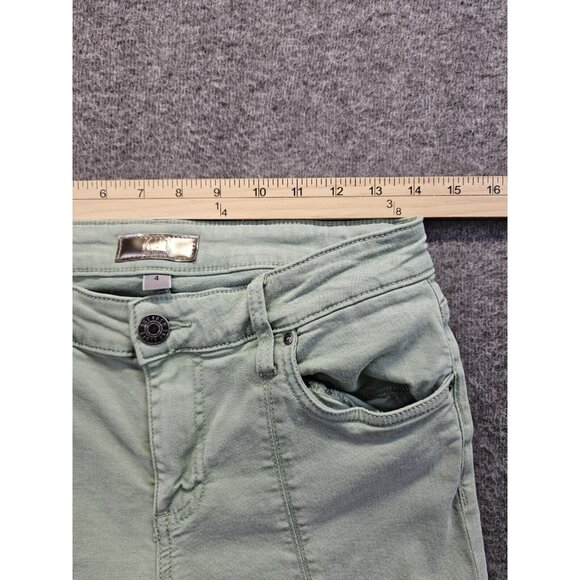 Kut From The Kloth Jeans Size 4 Green Amy Crop Straight Leg Raw Hem - Picture 6 of 9